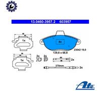 ATE 13.0460-3957.2 Brake pad set