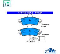 ATE Brake Pad Set 13.0460-3964.2 - Disc Brake - Fits Ford Cougar 2.5 V6 24V