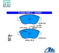 ATE Brake Pad Set 13.0460-3983.2 – Front Axle Disc Brake – Fits Fiat, Lancia, Chrysler