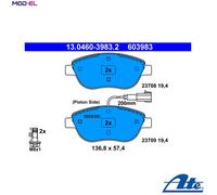 ATE Brake Pad Set 13.0460-3983.2 – Front Axle Disc Brake – Fits Fiat, Lancia, Chrysler