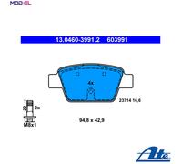 BRAKE PAD SET DISC BRAKE 13.0460-3991.2 FOR ALFA ROMEO FIAT BRAVO/Van/II 0.9L