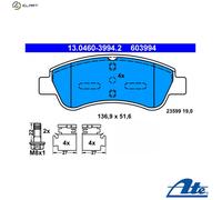 Brake Pad Set, disc brake ATE 13.0460-3994.2 for DS DS 3 (SA_) 1.2 2015-2019