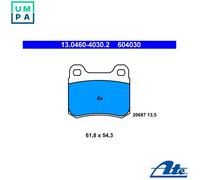 ATE Brake Pad Set 13.0460-4030.2 for MERCEDES-BENZ 190 W201 Rear 82-93