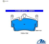 ATE Brake pad set 13.0460-4816.2 prepared for wear indicator, excl. wear warning contact PORSCHE: Boxster, Cayman, 718 Cayman Coupe