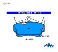 ATE Brake pad set 13.0460-4816.2 prepared for wear indicator, excl. wear warning contact PORSCHE: Boxster, Cayman, 718 Cayman Coupe