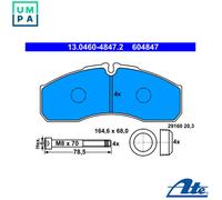 ATE 13.0460-4847.2 Brake pad set