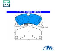 BRAKE PAD SET DISC BRAKE 13.0460-4852.2 FOR PORSCHE M 05.9E/MCN.RB 3.0L 6cyl