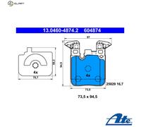 ATE Brake Pad Set BMW 13.0460-4874.2 – Fits 34216855474, 34216876422