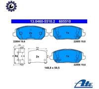 2x ✅Fits ATE 13.0460-5510.2 Brake Pad Set, disc brake 13.0460-5510.2 ⭐UK Seller⭐