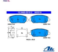 2x ✅Fits ATE 13.0460-5510.2 Brake Pad Set, disc brake 13.0460-5510.2 ⭐UK Seller⭐