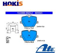 ATE 13.0460-5523.2 Brake pad set