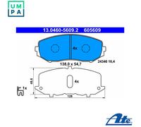 ATE Brake pad set 13.0460-5609.2 with acoustic wear warning with anti-squeak plate SUZUKI: Grand Vitara 2 SUV, Grand Vitara 1 SUV
