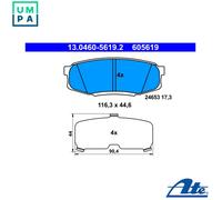 ATE Brake Pad Set 13.0460-5619.2 - Disc Brake for Toyota Land Cruiser 200, Lexus LX/Sequoia