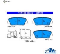 ATE Brake Pads 13.0460-5633.2 – Disc Brake Set for KIA Hyundai (Maxcruz, Sorento II, Santa Fe XL)