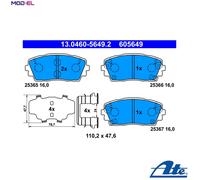 BRAKE PAD SET DISC BRAKE 13.0460-5649.2 FOR KIA PICANTO/EKO/TAXI MORNING/II 1.0L