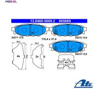Brake Pad Set, disc brake ATE 13.0460-5669.2 for LEGACY V (BM) 2.5 2009-2014