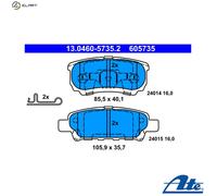 ATE Brake Pad Set 13.0460-5735.2 Acoustic Wear Warning - Fits Outlander 3, Lancer 7/8, Jeep Compass