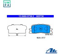 BRAKE PAD SET DISC BRAKE 13.0460-5738.2 FOR LEXUS TOYOTA 1MZ-FE 3.0L 6cyl ES