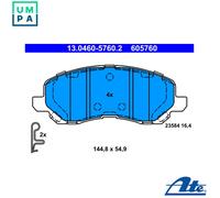 ATE Brake Pads 13.0460-5760.2 – Front Axle Disc Brake – Mitsubishi Chrysler Jeep Peugeot Citroen