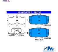 Brake pads 13.0460-5762.2 ATE for MAZDA FIAT ABARTH