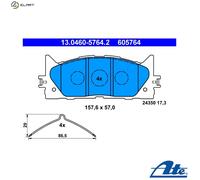 2x ✅Fits ATE 13.0460-5764.2 HAM PADS. FRONT GR.17,3 TOYOTA CAMRY 06- ⭐UK Seller⭐