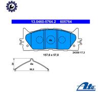 BRAKE PAD SET DISC BRAKE 13.0460-5764.2 FOR LEXUS TOYOTA 2AR-FE/FXE 2.5L 4cyl ES