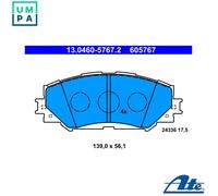 Brake pads 13.0460-5767.2 ATE for TOYOTA SUBARU