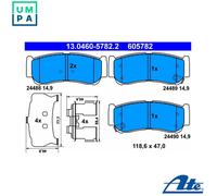 Brake pads 13.0460-5782.2 ATE for HYUNDAI SANTA FÉ II SANTA FÉ II SUV Van