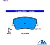 ATE Brake pad set 13.0460-5801.2 not prepared for wear indicator, excl. wear warning contact with brake caliper screws NISSAN: MICRA 3, Micra C+C 3