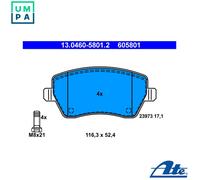 ATE Brake pad set 13.0460-5801.2 not prepared for wear indicator, excl. wear warning contact with brake caliper screws NISSAN: MICRA 3, Micra C+C 3