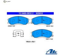 Brake pads 13.0460-5832.2 ATE for SSANGYONG HYUNDAI DAEWOO
