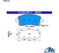 ATE Brake Pads 13.0460-5851.2 for Subaru Impreza (Saloon, Coupe) & Forester