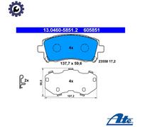 ATE Brake Pads 13.0460-5851.2 for Subaru Impreza (Saloon, Coupe) & Forester