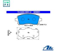ATE Brake Pads 13.0460-5851.2 for Subaru Impreza (Saloon, Coupe) & Forester