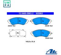 ATE Brake Pad Set 13.0460-5863.2 - Acoustic Wear & Anti-Squeak - Fits Chevrolet Lacetti/Aveo