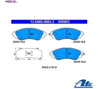 ATE Brake Pad Set 13.0460-5863.2 - Acoustic Wear & Anti-Squeak - Fits Chevrolet Lacetti/Aveo