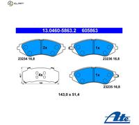 ATE Brake Pad Set 13.0460-5863.2 - Acoustic Wear & Anti-Squeak - Fits Chevrolet Lacetti/Aveo