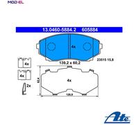 BRAKE PAD SET DISC BRAKE 13.0460-5884.2 FOR MAZDA MPV/Mk/II L3 2.3L /-DSFS 2.0L