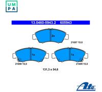 ATE Brake Pad Set 13.0460-5943.2, Acoustic Wear Warning, Disc Brake, Honda Jazz II (GD, GE3, GE2)