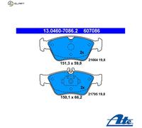 ATE Brake pad set MERCEDES-BENZ 13.0460-7086.2 0024204420,0024209620,0044200220 A0024204420,A0024209620,A0044200220