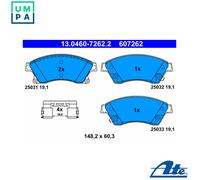 ATE Brake Pad Set 13.0460-7262.2 (Disc Brake, Front) for Opel Astra J GTC 1.4 2011-2018