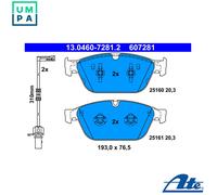 ATE Brake Pad Set 13.0460-7281.2 - Disc Brakes incl. Wear Warning Contact - Audi Q5/A8