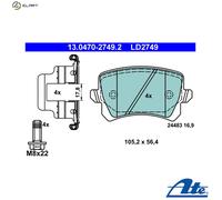 Brake pads 13.0470-2749.2 ATE for VW SEAT SKODA AUDI