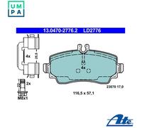 ATE Disc Brake Pads Set T5101 - New for Mercedes Benz A-Class W168 M 166 960