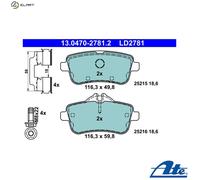 ATE Brake Pad Set 13.0470-2781.2 Disc Brake for Mercedes-Benz M-Class GLE Coupe