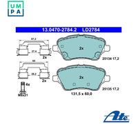 ATE Brake Pad Set 13.0470-2784.2 - Front Disc Brake for Ford Fiesta VI, Fiesta Saloon, B-MAX Van
