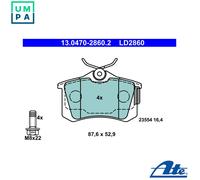 Brake pads 13.0470-2860.2 ATE for AUDI VW