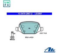 Brake pads 13.0470-2867.2 ATE for ALFA ROMEO LANCIA FIAT