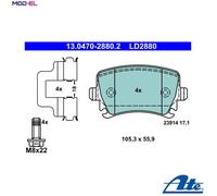 Brake pads 13.0470-2880.2 ATE for VW SEAT SKODA AUDI