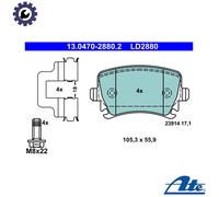 ATE Brake Pads 13.0470-2880.2 Ceramic Rear Disc for VW SEAT SKODA AUDI